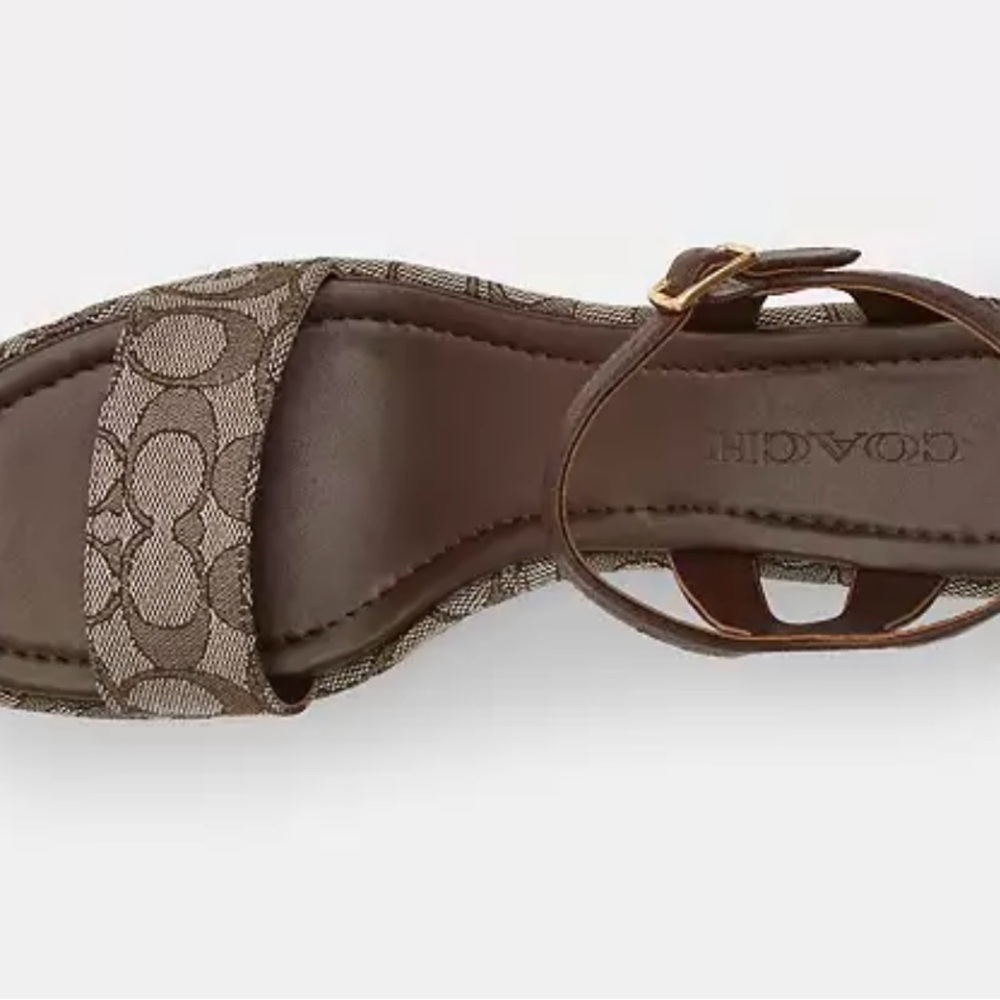 🤎 COACH- GALE WEDGE SANDAL IN SIGNATURE JACQUARD 🤎